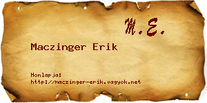 Maczinger Erik névjegykártya